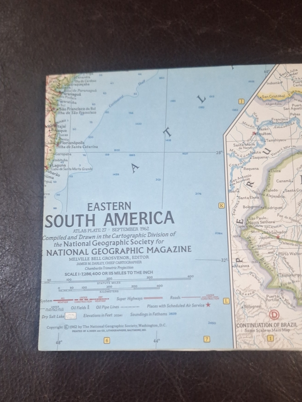 National Geographic Map Print - Light Blue and White